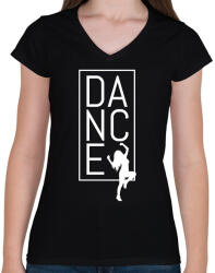 printfashion Dance (white) - Női V-nyakú póló - Fekete (7676110)