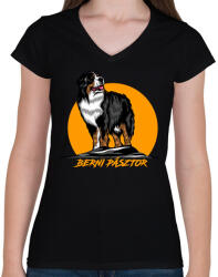 printfashion Berni pásztor - Női V-nyakú póló - Fekete (7059427)