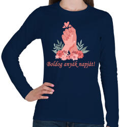 printfashion Boldog anyák napját! - Női hosszú ujjú póló - Sötétkék (4806779)