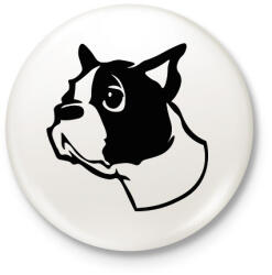 printfashion Boston terrier - Draw - Kitűző, hűtőmágnes - Fehér (7101580)