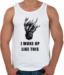 printfashion WAKE UP DRAGON - Férfi atléta - Fehér (1752542)