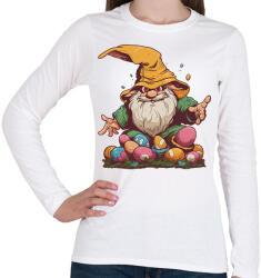 printfashion Kalapos törpe húsvéti tojásokkal - Női hosszú ujjú póló - Fehér (13169180)
