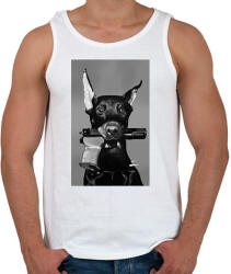 printfashion Dobermann with gun - Férfi atléta - Fehér (16203710)