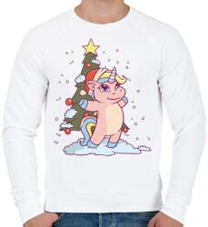 printfashion Karácsonyi unikornis - Férfi pulóver - Fehér (5629431)