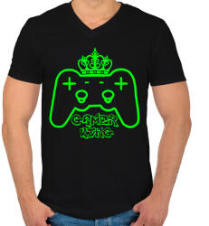 printfashion Gamer king - Férfi V-nyakú póló - Fekete (5325061)