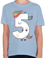 printfashion 5 éves unikornis - Gyerek póló - Világoskék (11804333)