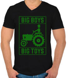 printfashion Big boys big toys - traktoros - Férfi V-nyakú póló - Fekete (1196168)
