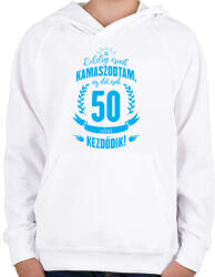 printfashion kamasz-50-cyan - Gyerek kapucnis pulóver - Fehér (605794)