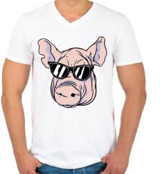 printfashion Malac - Férfi V-nyakú póló - Fehér (7526324)