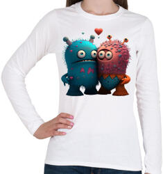 printfashion Vicces Szörnyecskés - cuki, csúnya, szerelmes minta - Női hosszú ujjú póló - Fehér (11866189)