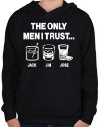 printfashion The only men I trust. . . Jack, Jim, Jose - Gyerek kapucnis pulóver - Fekete (16785293)