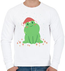 printfashion Karácsonyi béka - Férfi pulóver - Fehér (5570515)