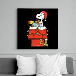 printfashion Snoopy Christmas - Vászonkép - Fekete (14895862)