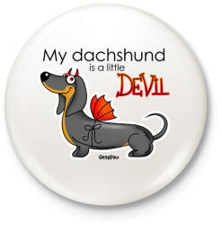 printfashion My dachshund is a little DEVIL" - Kitűző, hűtőmágnes - Fehér (13414611)