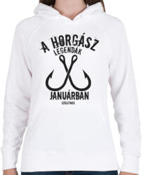 printfashion A horgász legendák - Női kapucnis pulóver - Fehér (5001060)