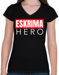 printfashion ESKRIMA HERO - Női V-nyakú póló - Fekete (9437253)
