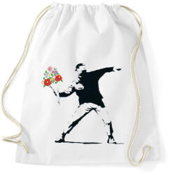 printfashion Banksy - Kalocsai csokor - Sportzsák, Tornazsák - Fehér (7082688)