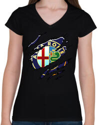 printfashion Alfa Romeo - Női V-nyakú póló - Fekete (2609157)