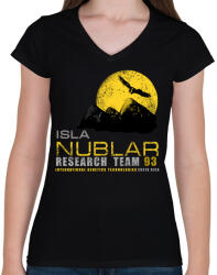 printfashion ISLA NUBLAR RESEARCH TEAM - Női V-nyakú póló - Fekete (5279326)