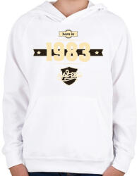 printfashion born-in-1983-cream-choco - Gyerek kapucnis pulóver - Fehér (630104)