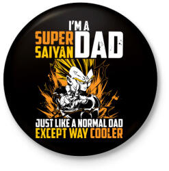 printfashion Super Saiyan Dad - Kitűző, hűtőmágnes - Fekete (3093578)