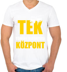 printfashion TEK tömény elhárítási központ - Férfi V-nyakú póló - Fehér (13112966)