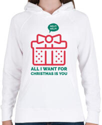 printfashion All I want for Christmas is you - Női kapucnis pulóver - Fehér (9542887)