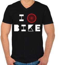 printfashion I love bike (white) - Férfi V-nyakú póló - Fekete (7429881)