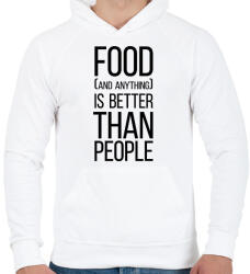 printfashion Food is better than people - Férfi kapucnis pulóver - Fehér (7033117)