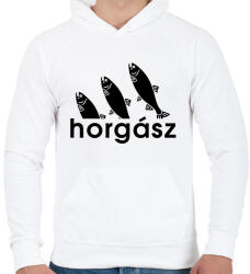 printfashion Sporthorgász - Férfi kapucnis pulóver - Fehér (5140476)