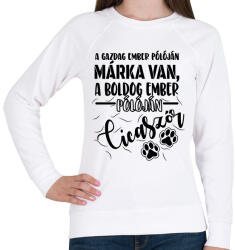printfashion Boldog ember pólóján cicaszőr - Női pulóver - Fehér (16433927)