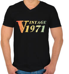 printfashion 1971 - Férfi V-nyakú póló - Fekete (12089033)