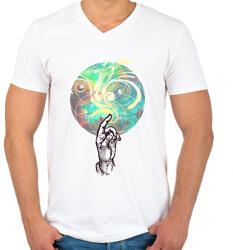 printfashion színek - Férfi V-nyakú póló - Fehér (810886)