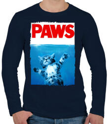 printfashion Cápa mancsok - Férfi hosszú ujjú póló - Sötétkék (23438)