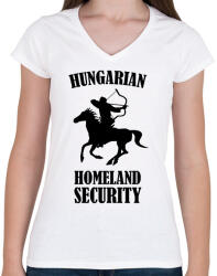 printfashion Hungarian homeland security - Női V-nyakú póló - Fehér (7416303)