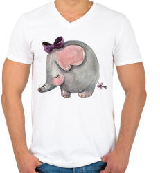 printfashion Cute Elephant girl - Férfi V-nyakú póló - Fehér (1253883)