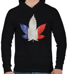 printfashion france ganja - Férfi kapucnis pulóver - Fekete (1508740)