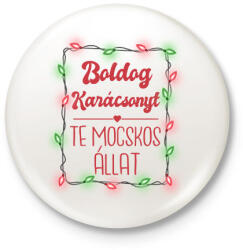 printfashion Boldog Karácsonyt te mocskos állat - Kitűző, hűtőmágnes - Fehér (11280280)