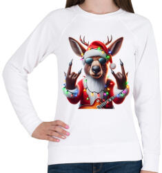 printfashion Vicces karácsonyi rocker party rénszarvas - Mikulás ruhában - Női pulóver - Fehér (15231827)