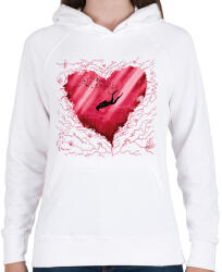 printfashion Búvár love to dive - Női kapucnis pulóver - Fehér (11371120)