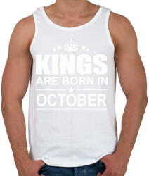 printfashion Kings are born in October - Férfi atléta - Fehér (390787)