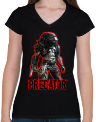 printfashion PREDATOR - Női V-nyakú póló - Fekete (13163688)