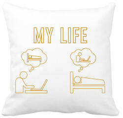 printfashion My life - Munkamániás - Párnahuzat, Díszpárnahuzat - Fehér (7447981)