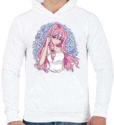 printfashion Anime csaj - Férfi kapucnis pulóver - Fehér (13090402)