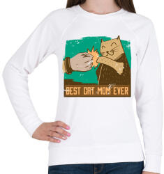 printfashion Best Cat Mom Ever - Női pulóver - Fehér (4173598)