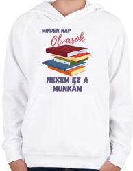 printfashion minden nap olvasok. . . - Gyerek kapucnis pulóver - Fehér (11779134)