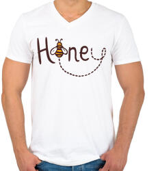printfashion Méz - Honey - Férfi V-nyakú póló - Fehér (7586212)
