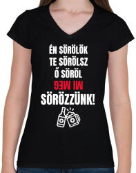 printfashion SÖRÖZZÜNK! - Női V-nyakú póló - Fekete (11438842)
