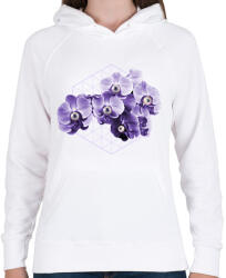 printfashion Virágok szemmel - Női kapucnis pulóver - Fehér (6157130)