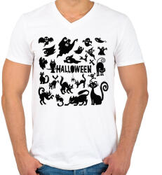 printfashion Halloween - Férfi V-nyakú póló - Fehér (16658515)
